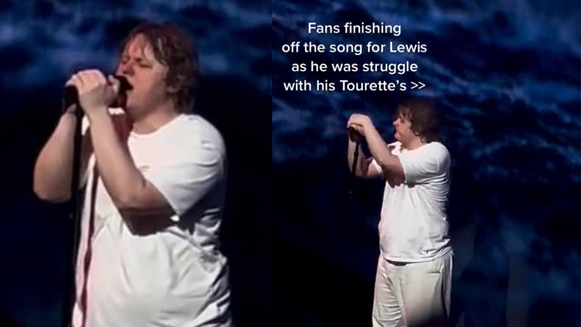 Fans help Lewis Capaldi finish 'Someone You Loved' while experiencing ...