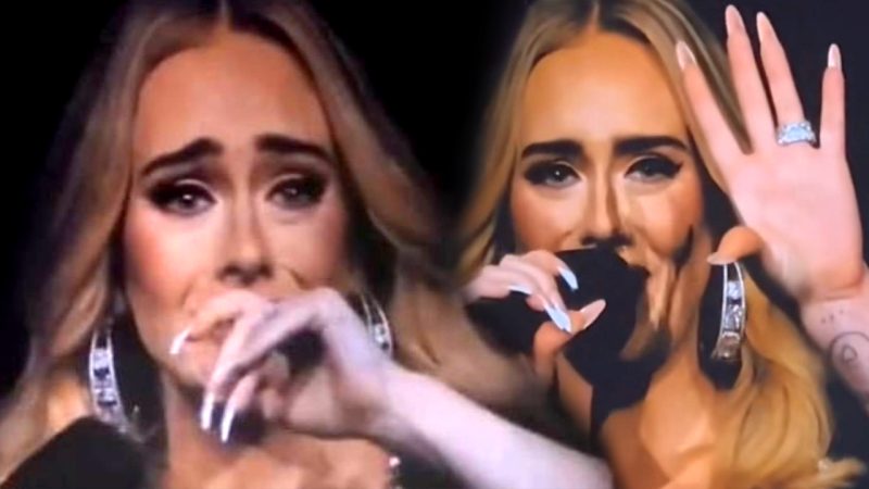 Adele gets emotional after spotting a man holding a picture of his late wife at Las Vegas show