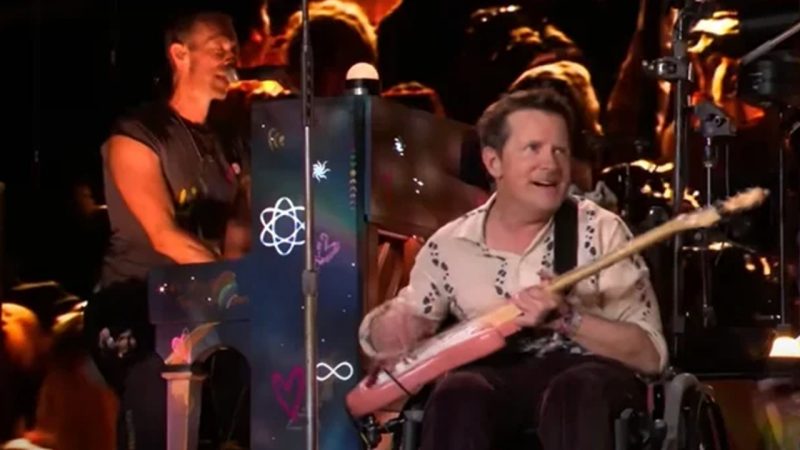 Watch Michael J Fox 'absolutely enjoy himself' performing with Coldplay during Glastonbury set