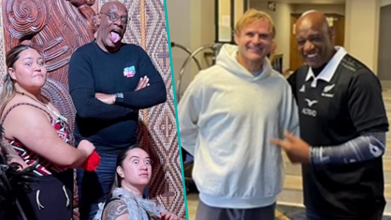 'The Chase' star gets warm welcome to NZ with visit to Waitangi and All Blacks meet and greet